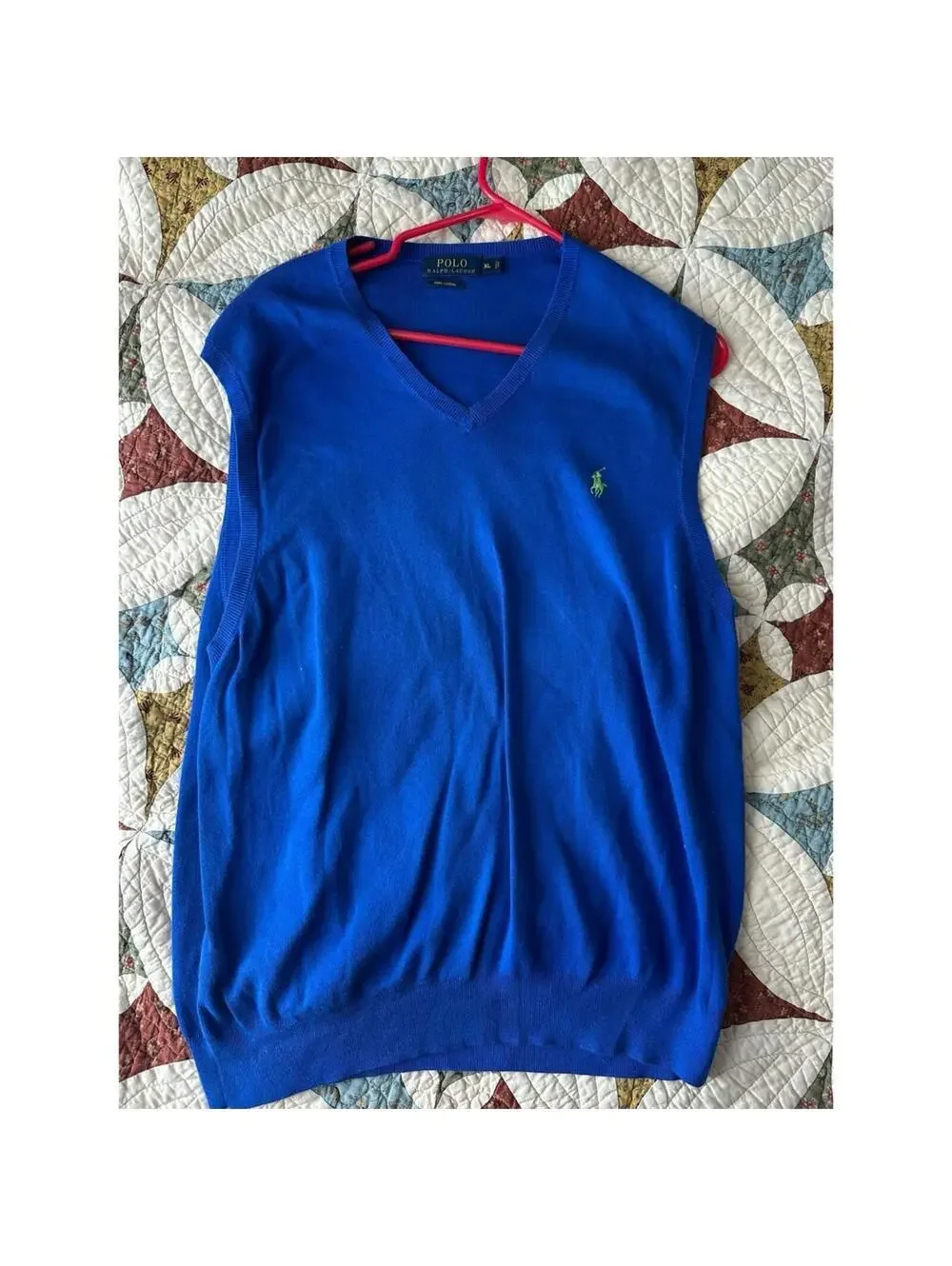 Blue Polo Ralph Lauren pima cotton knit sweater vest in XL preppy luxury golf